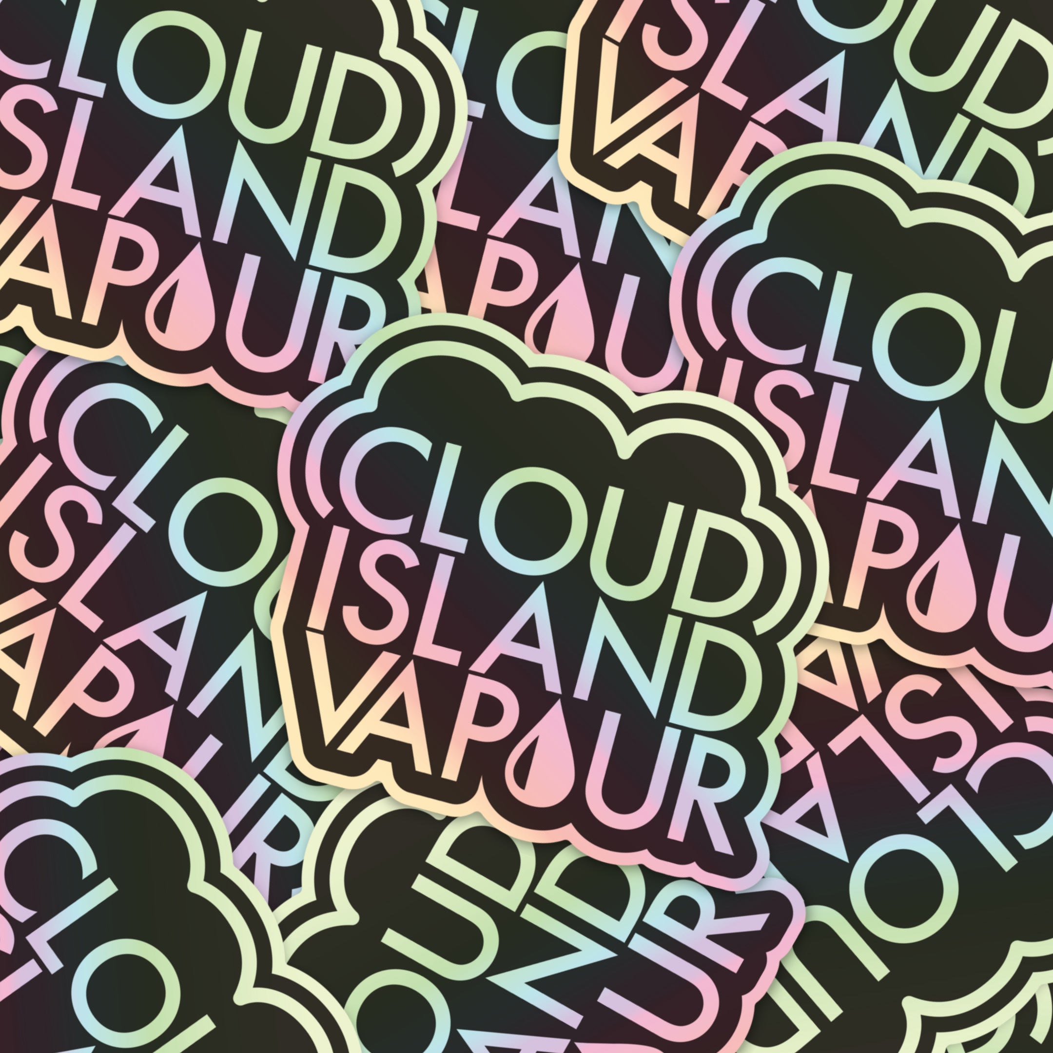 holographic sticker cloud island vapour